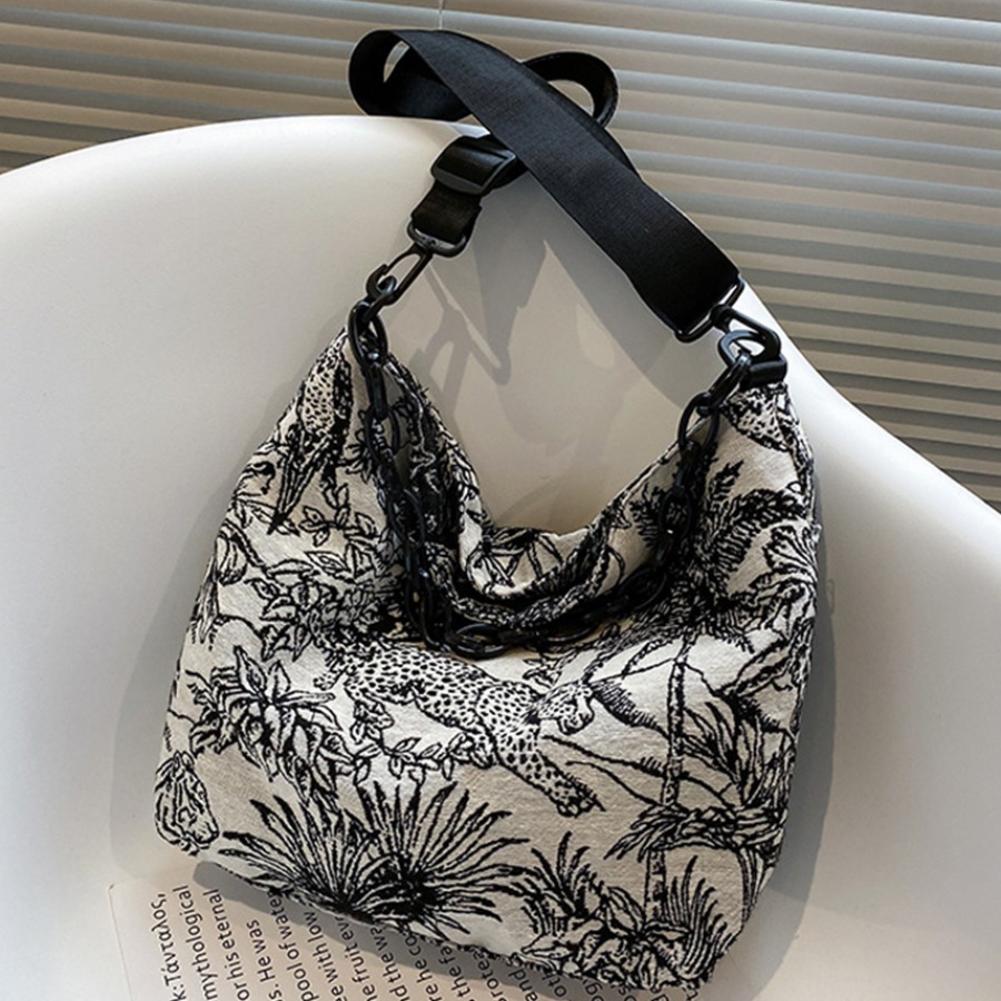 

Lovely Casual Animal Floral Print Black Shoulder Bag