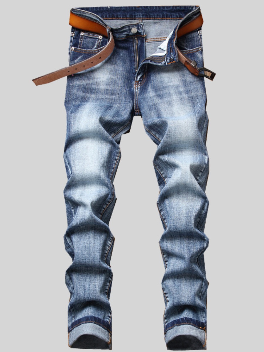 

Lovely Men Casual Mid Waist Elastic Blue Jeans