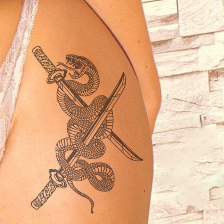 

Lovely Street Snake Decoration Black Body Tattoo