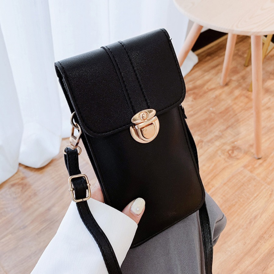 

LW Casual Metal Buckle Metal Accessories Decoration Crossbody Bag, Black