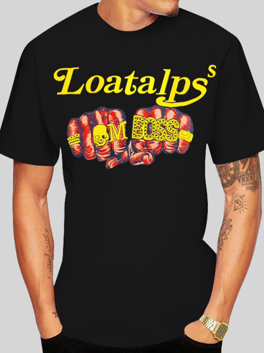 

Lovely Men Casual Fist Letter Print Black T-shirt