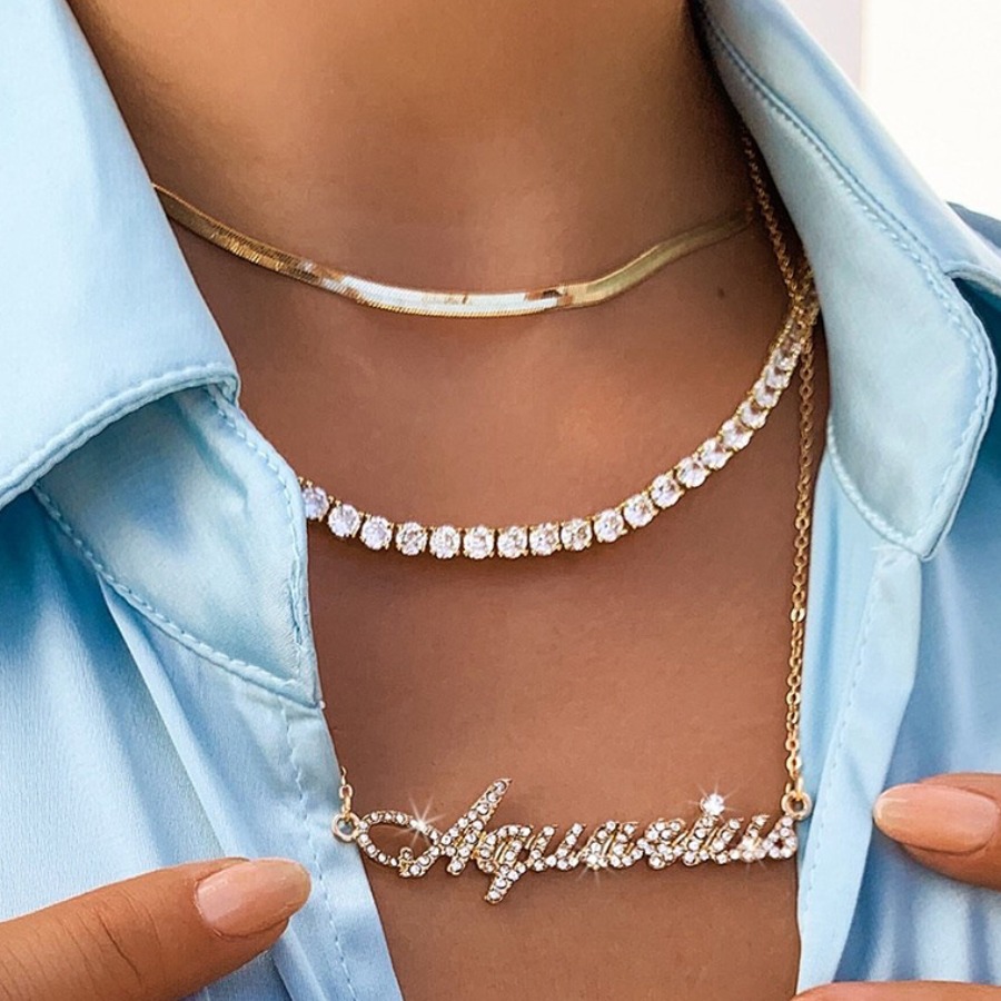 

Lovely Aquarius Casual Letter Pearl Decoration Yellow Multilayer Necklace