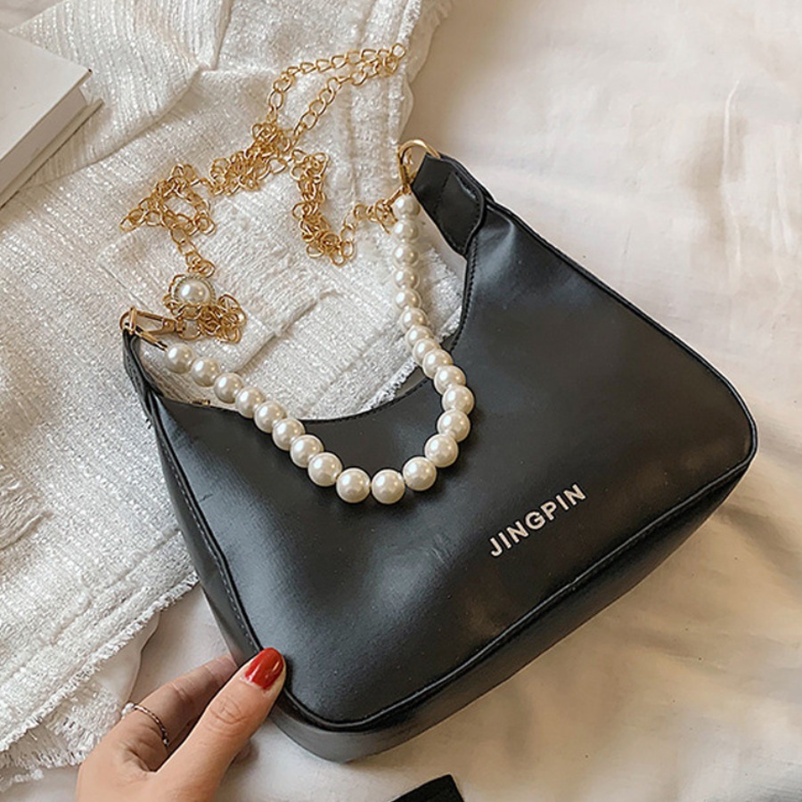 

Lovely Casual Pearl Decoration Black Shoulder Bag