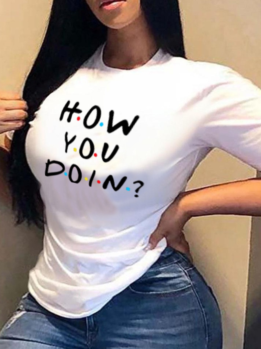 

Lovely Casual Letter Dot Print White T-shirt