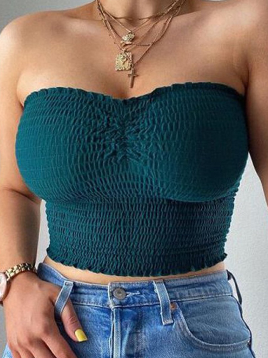 

Lovely Sexy Frill Trim Shirrred Black Green Camisole