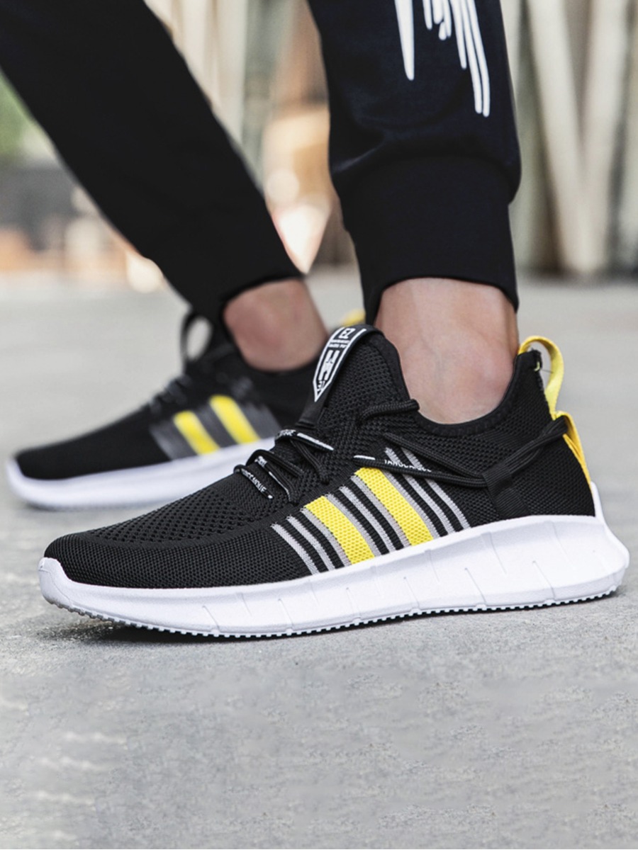 

Lovely Men Sporty Striped Black Sneakers