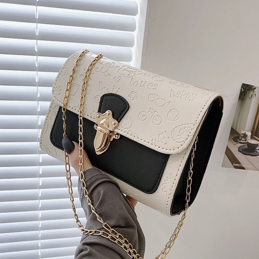 

LW Casual Letter Decoration Black Crossbody Bag