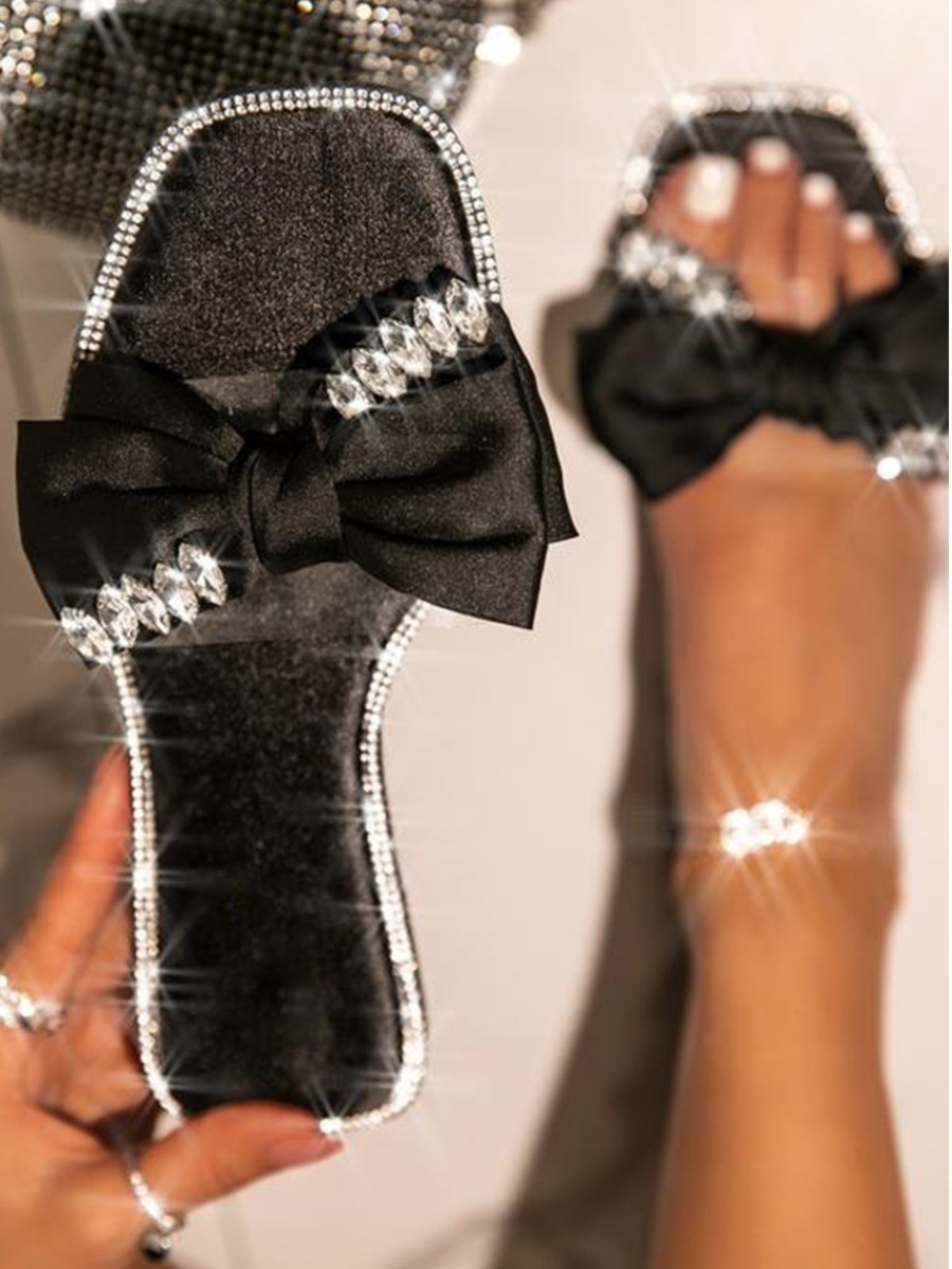 

LW Casual Bow-tie Decoration Black Slippers
