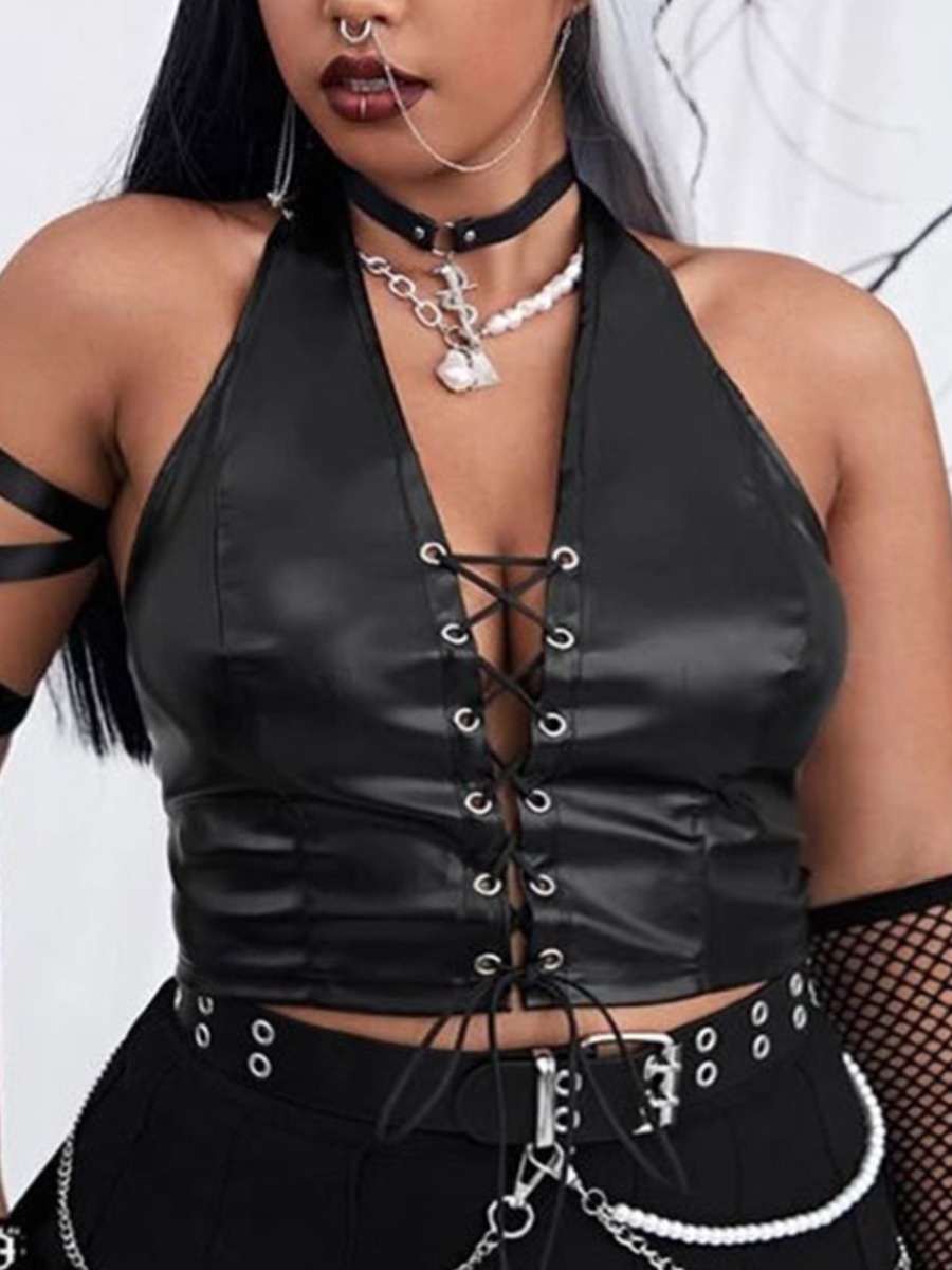 

Lovely Plus Size Sexy Off The Shoulder Bandage Design Black Camisole