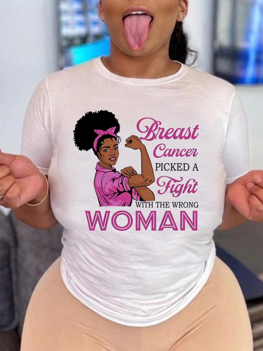 

LW Casual Figure Letter Print White T-shirt