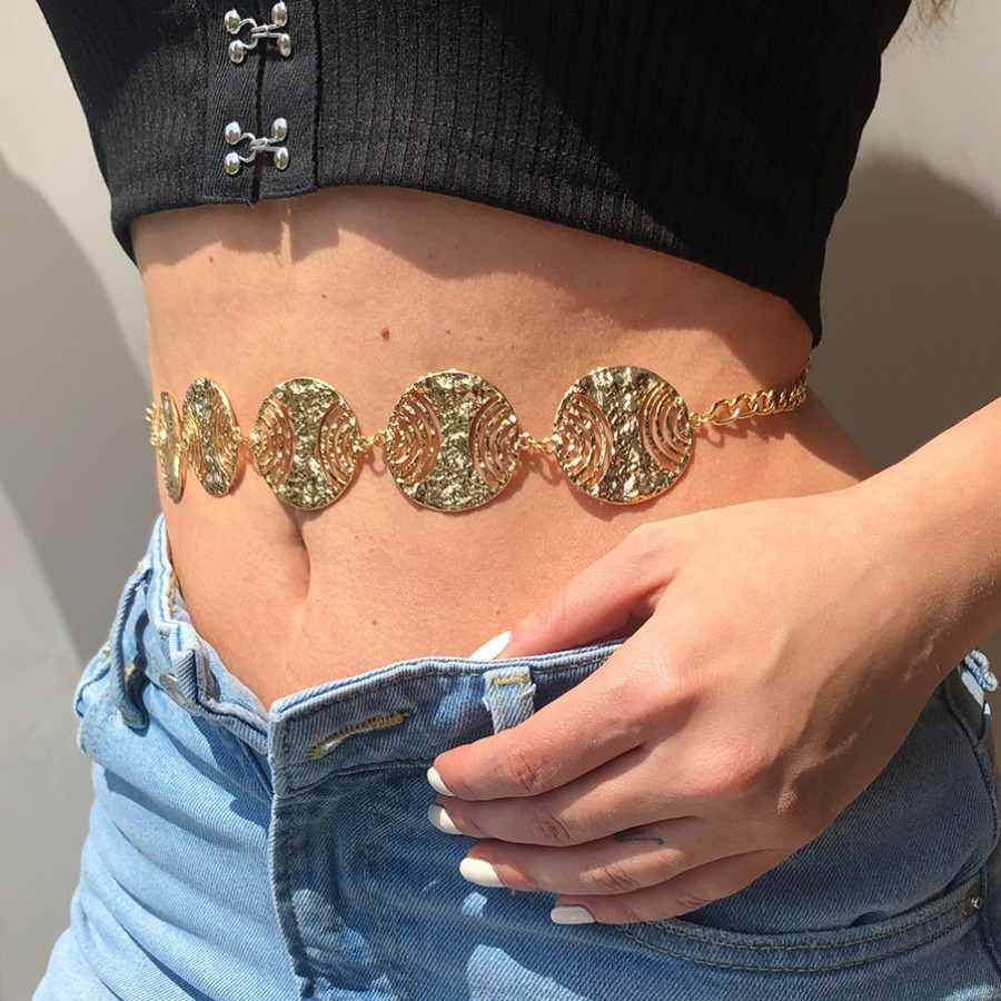 

Lovely Casual Geometric Decoration Hollow-out Gold Belts