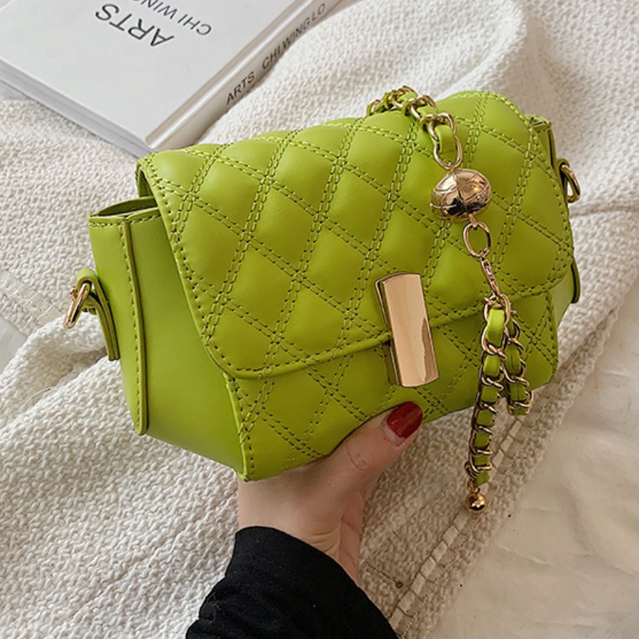 

Lovely Casual Chain Decoration Metal Buckle Green Crossbody Bags