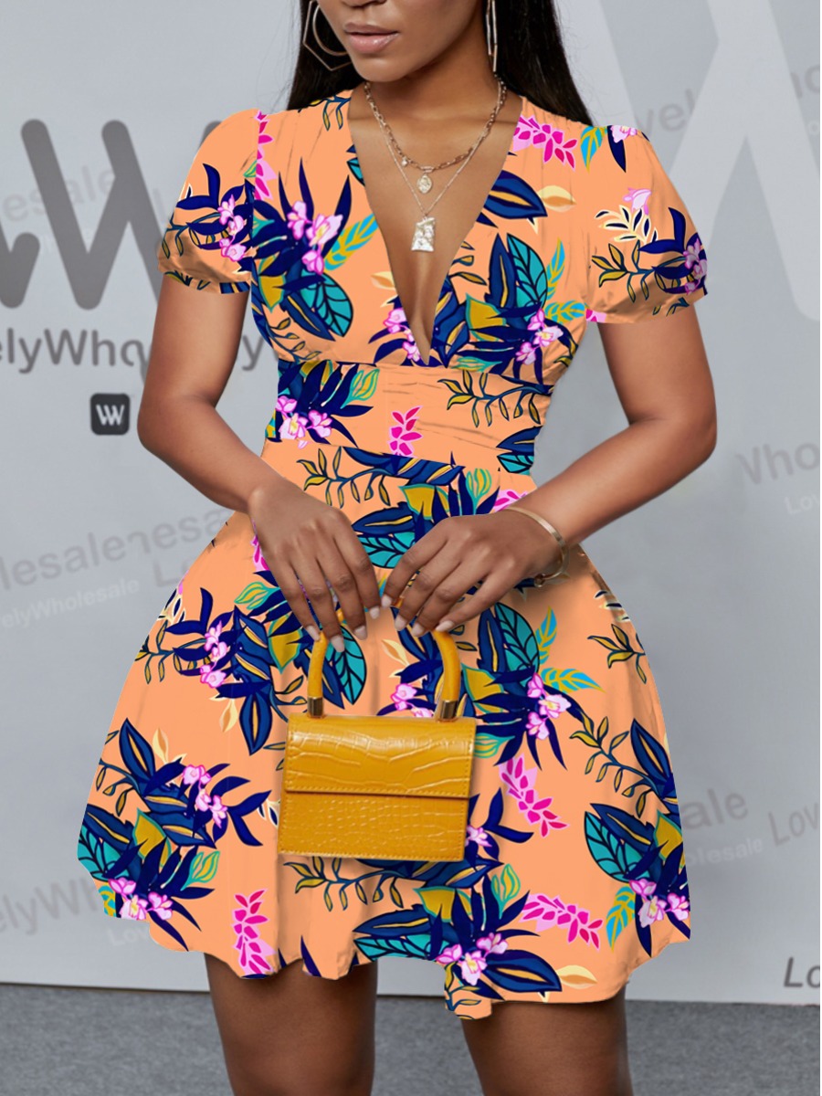 

LW Floral Print Flounce Design A Line Dress, Croci