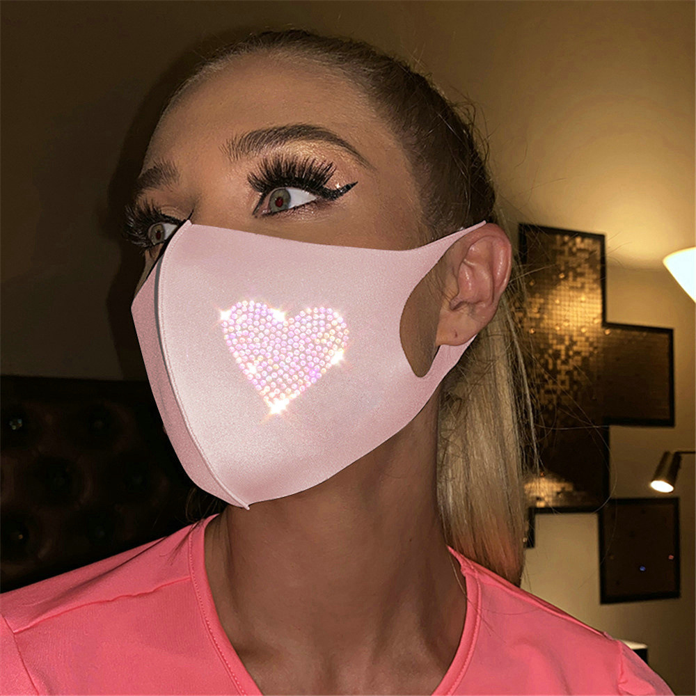 

LW Casual Crystal Decoration Pink Face Mask