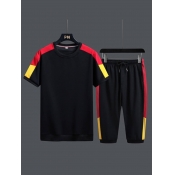 LW Men Sportswear Patchwork Black Two-piece Shorts