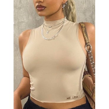

Lovely Half A Turtleneck Basic Skinny Camisole, Apricot