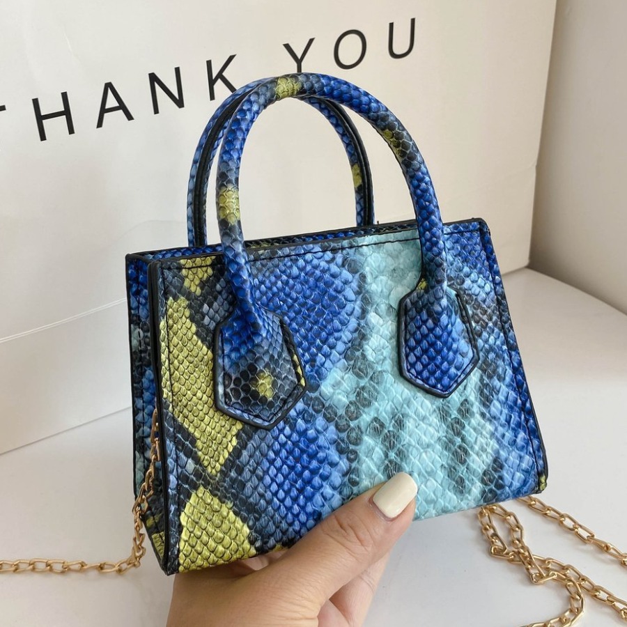 

LW Cobra Print Chain Strap Crossbody Bag, Blue