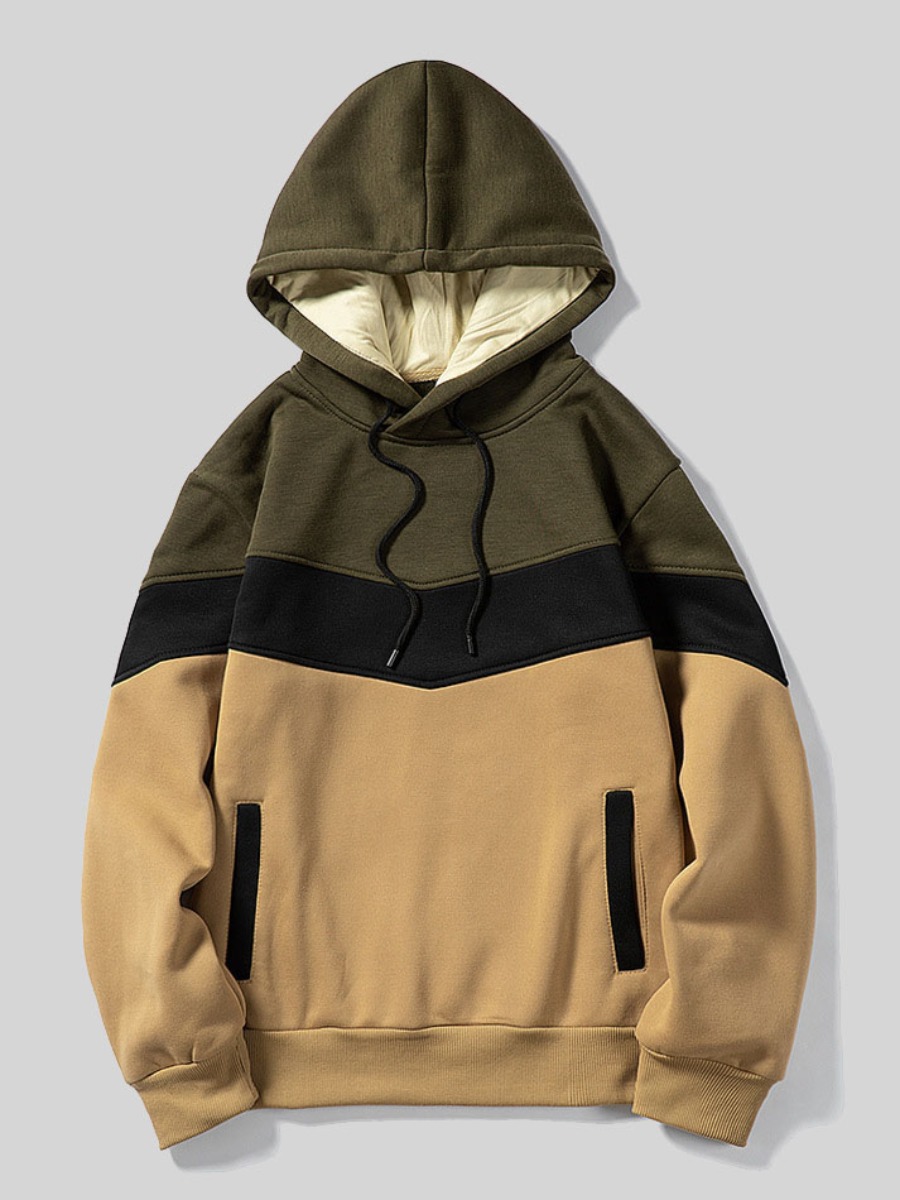 

Lovely Hooded Collar Kangaroo Pocket Hoodie, Khaki