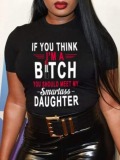 LW Round Neck Letter Print T-shirt