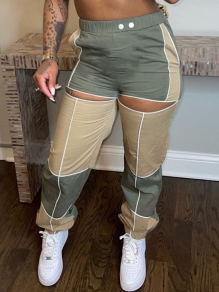 

LW Color-lump Hollow-out Pants, Multi