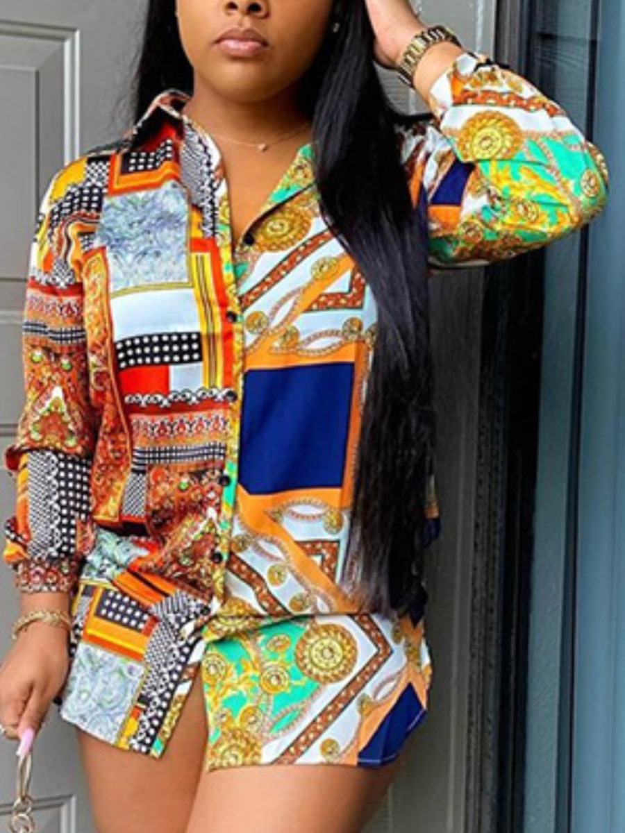 

LW Mixed Print Slit Blouse, Croci