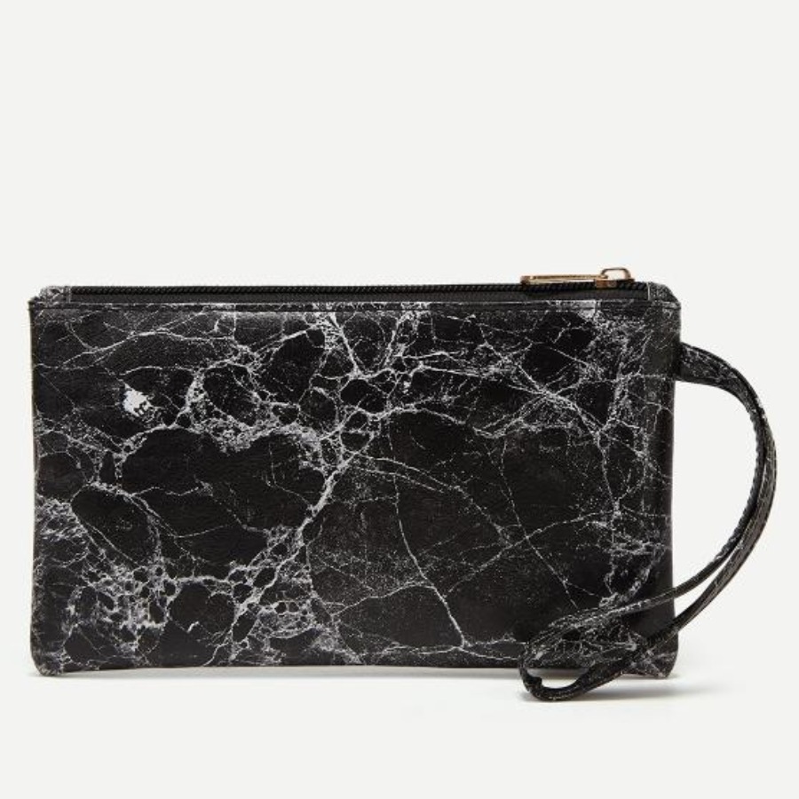 

LW Casual Rectangular Black Clutch Bag, Pitch-black
