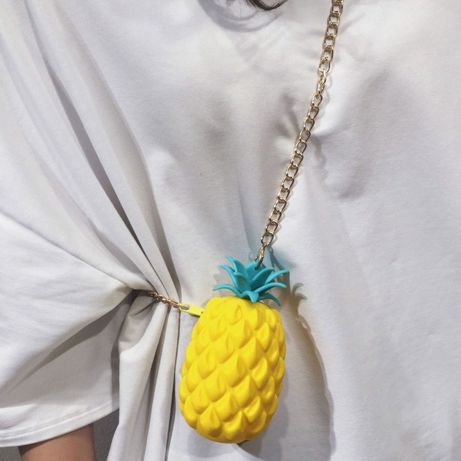

LW Pineapple Chain Strap Crossbody Bag, Yellow