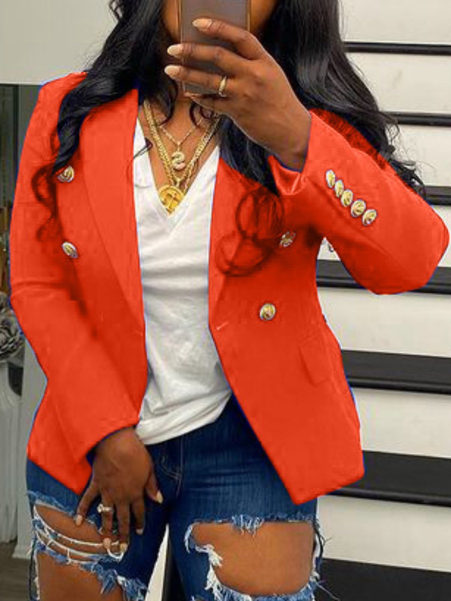 

LW Turndown Collar Button Design Blazer, Jacinth