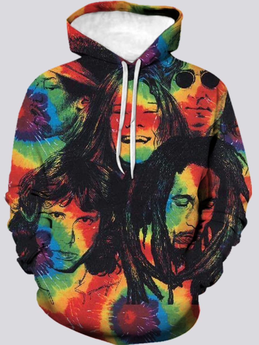 

LW Men Graffiti Print Oversized Hoodie, Multi