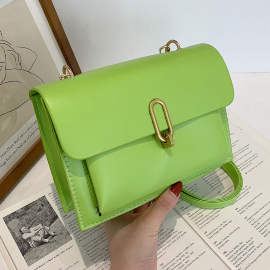 

Lovely Metal Accessories Decoration Crossbody Bag, Green