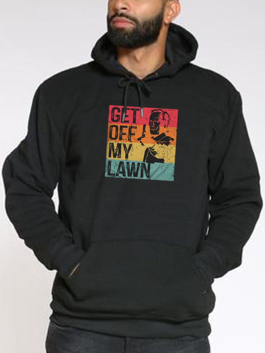 

LW Men Letter Print Oversized Hoodie, Black