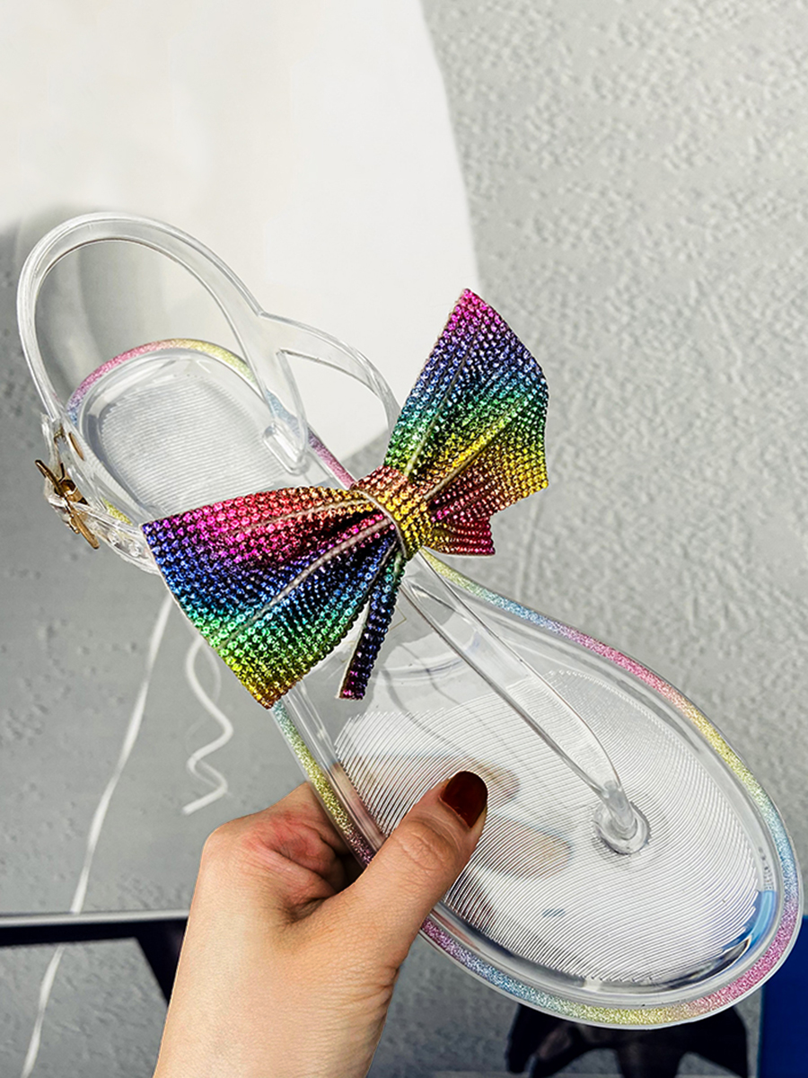 

LW Clear Bow-tie Decoration Sandals, Multi