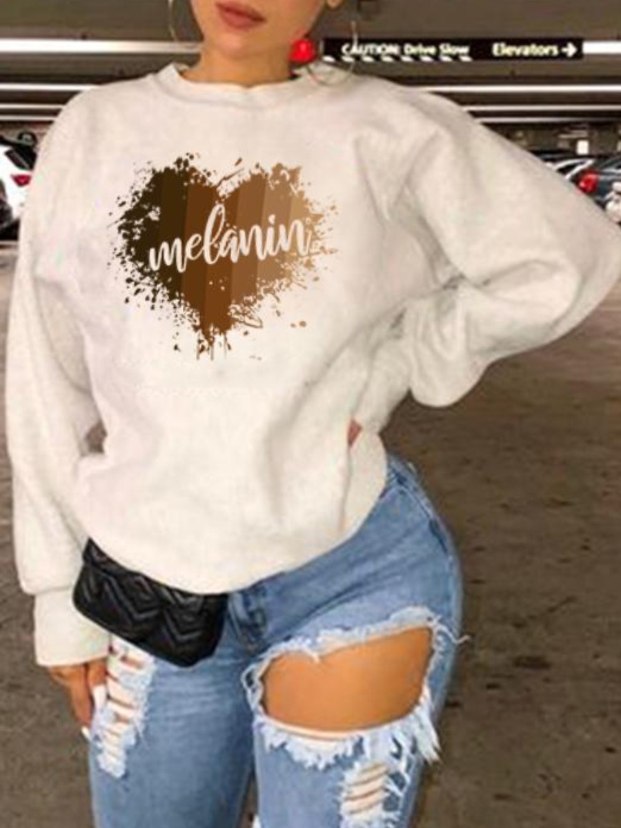 

LW Heart Letter Print Oversized Hoodie, White
