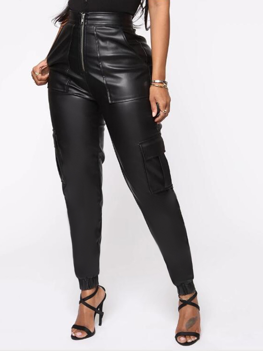 

LW BASICS High-waisted Side Pocket Pants, Black