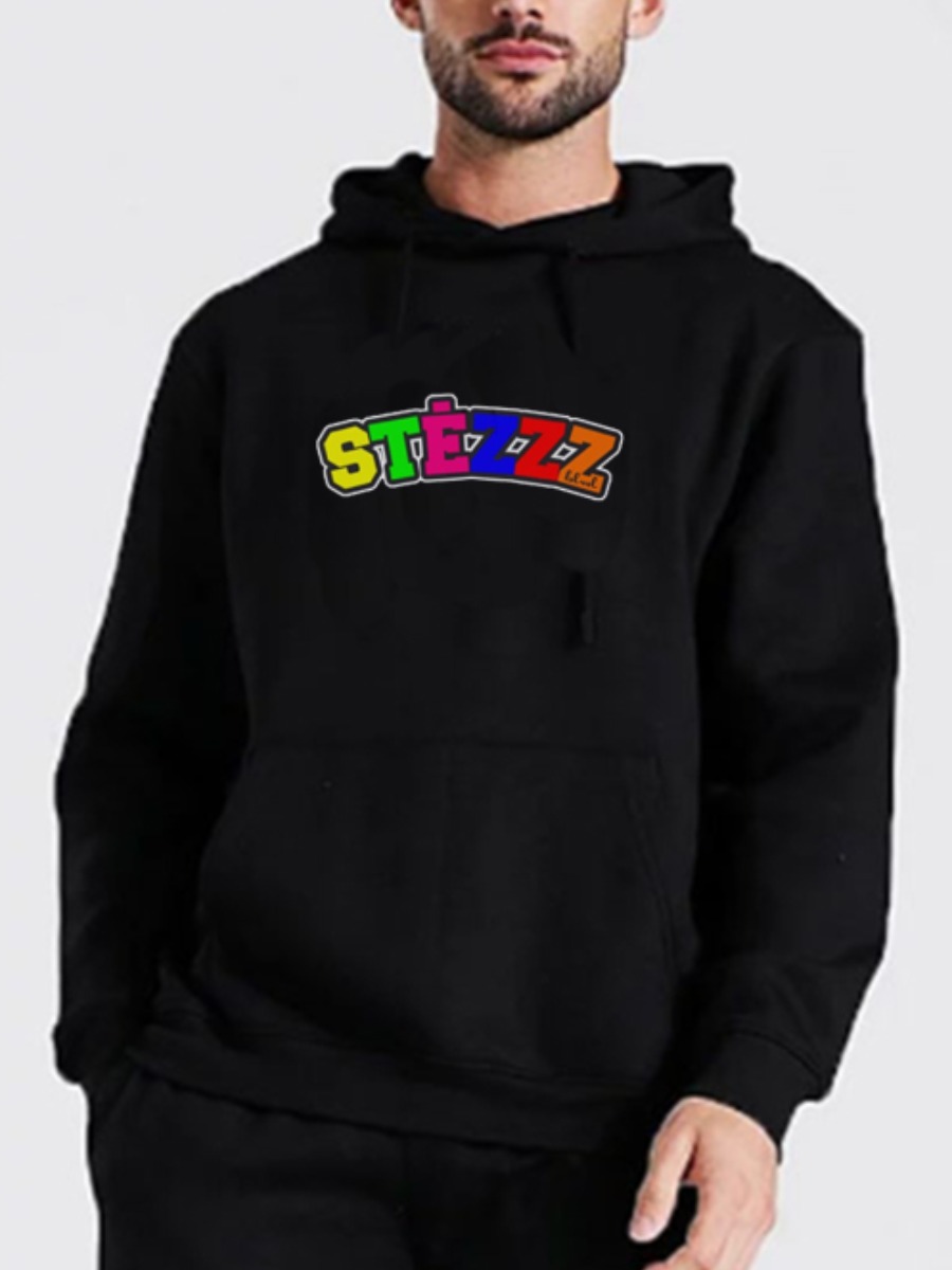 

Lovely Men Letter Print Oversized Hoodie, Black