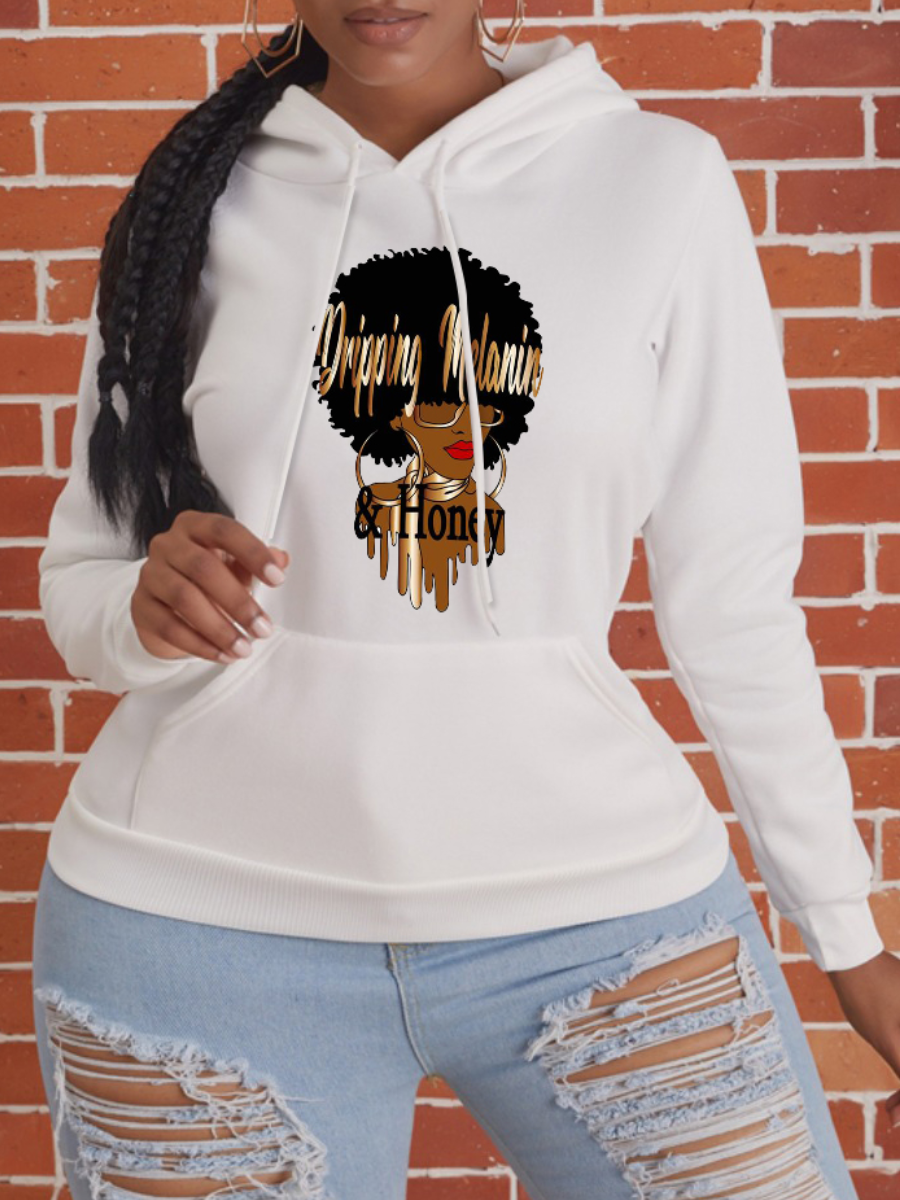 

LW Figure Letter Print Kangaroo Pocket Oversized Hoodie, White