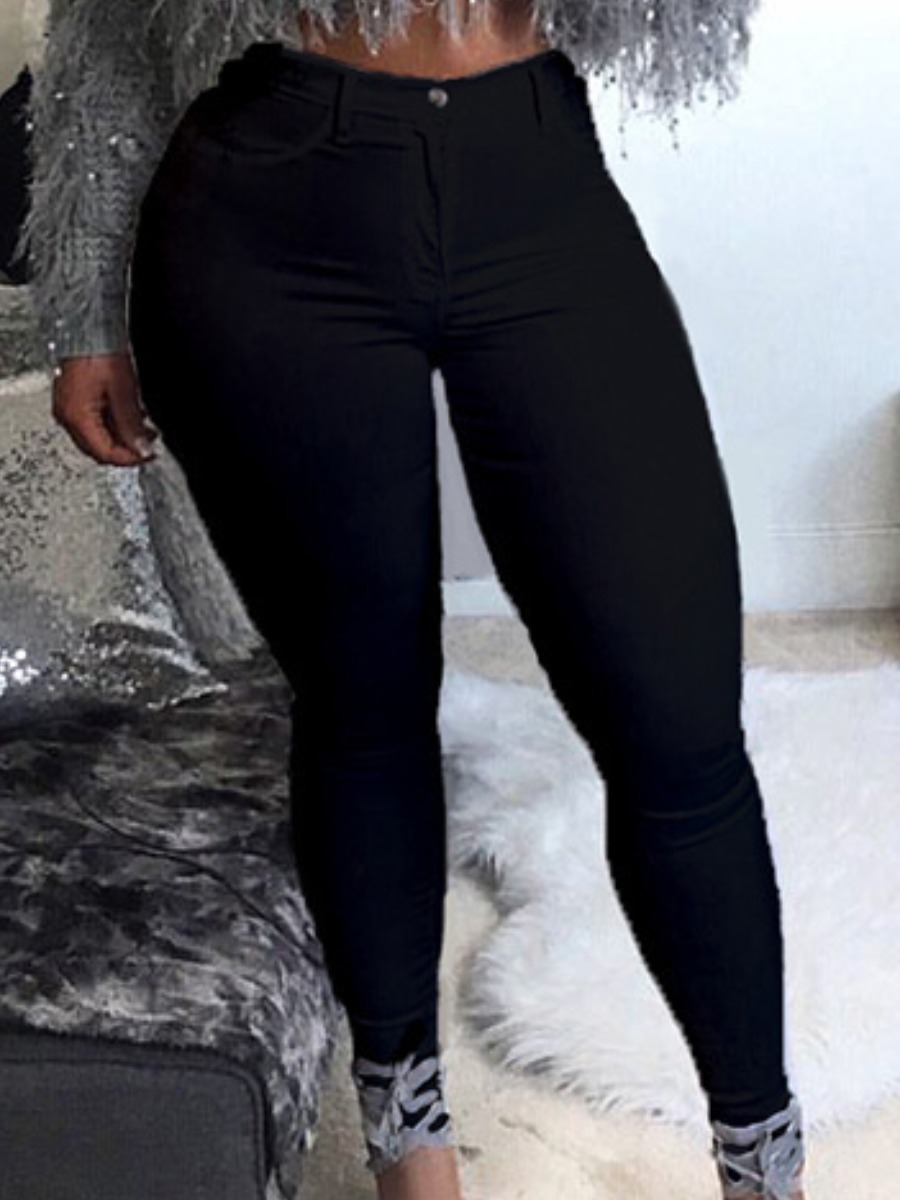 

LW High-waisted Basic Skinny Jeans, Black