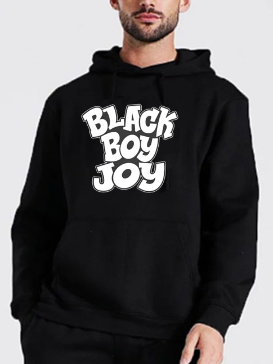 

Lovely Men Letter Print Oversized Hoodie, Black