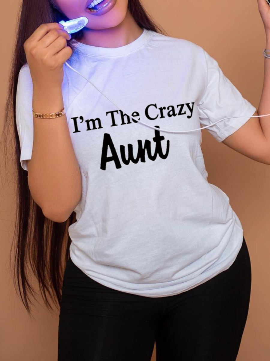 LW Round Neck Letter Print T-shirt