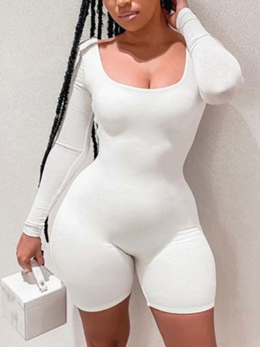 

LW BASICS Backless Skinny Romper, White
