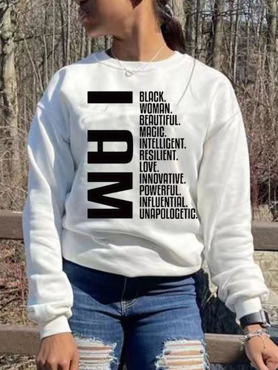

LW BASICS Letter Print Oversized Hoodie, White