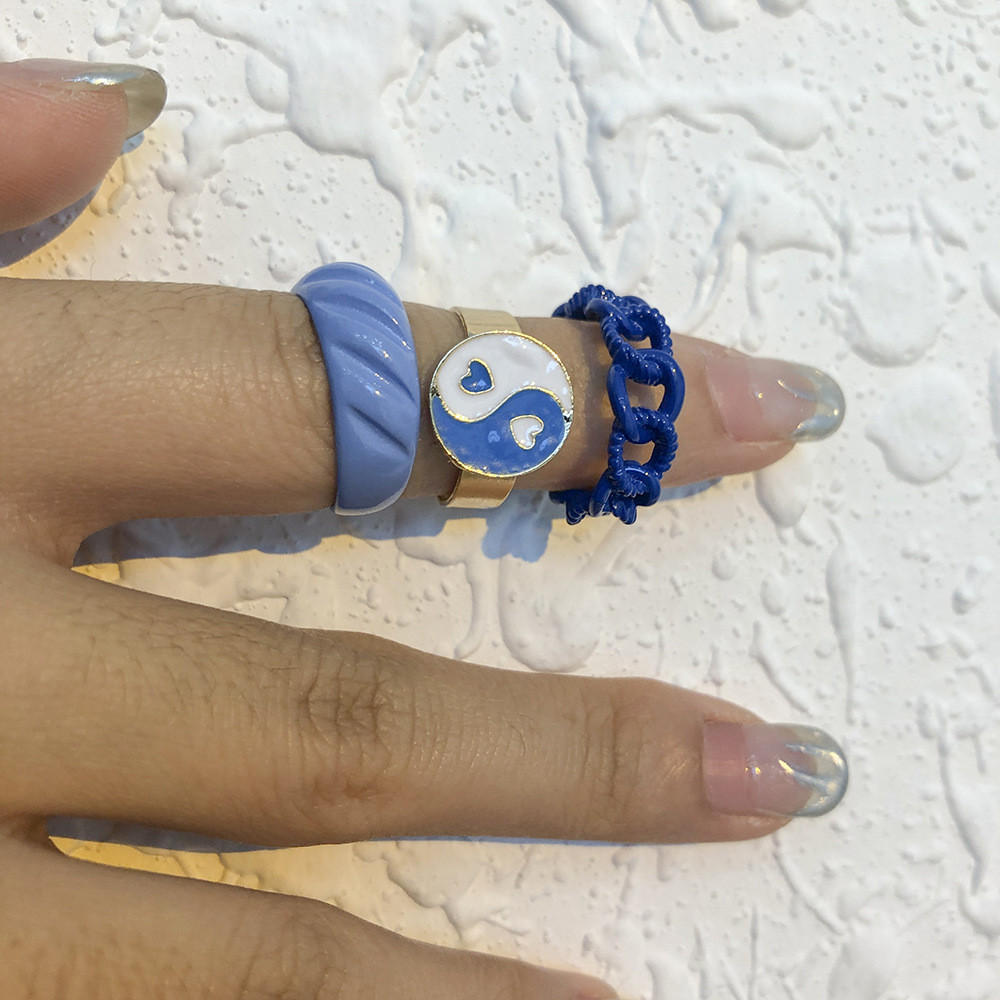 

LW Chain Decoration Patchwork Ring, Blue