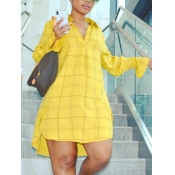 LW Plus Size V Neck Plaid Print Dress