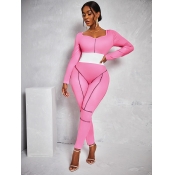 LW U Neck Striped Skinny Jumpsuit