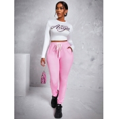 LW Angel Letter Print Drawstring Pants Set
