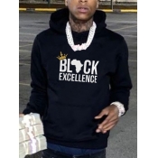 LW Men Africa Crown Letter Print Hoodie