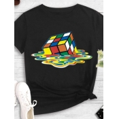 LW Bright Melted Rubik s Cube Print T-shirt