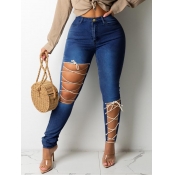 LW Stretch Ripped Bandage Design Jeans