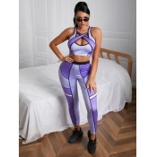 LW Color-lump Hollow-out Two Piece Pants Set
