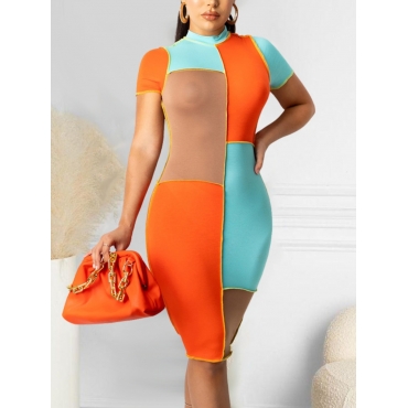 

Lovely Color-lump See-through Bodycon Dress, Croci